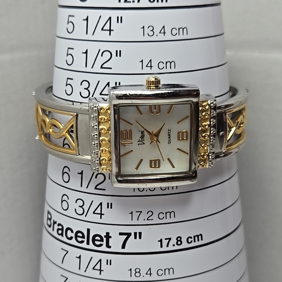 Womens Vivani Vintage Breast Cancer Awareness Bangle Watch MOP Face New Battery - Picture 6 of 10